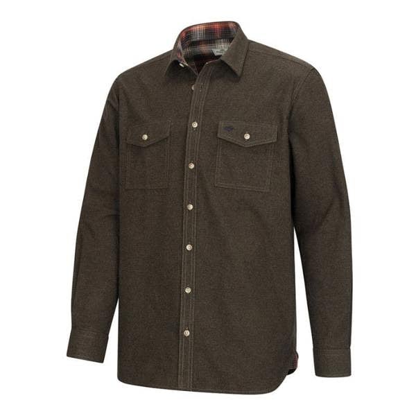 Hoggs of Fife Moy Moleskin Shirt in loden marl a classic country moleskin shirt with twin chest pockets
