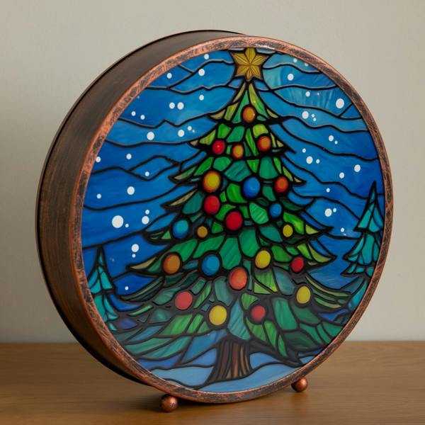 Samuel Alexander Light Up Stained Glass Decoration of Christmas Tree with Timer