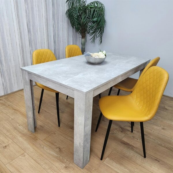 Kosy Koala Wooden Rectangle Dining Table Sets with Set of 4 Chairs, Grey and Mustard