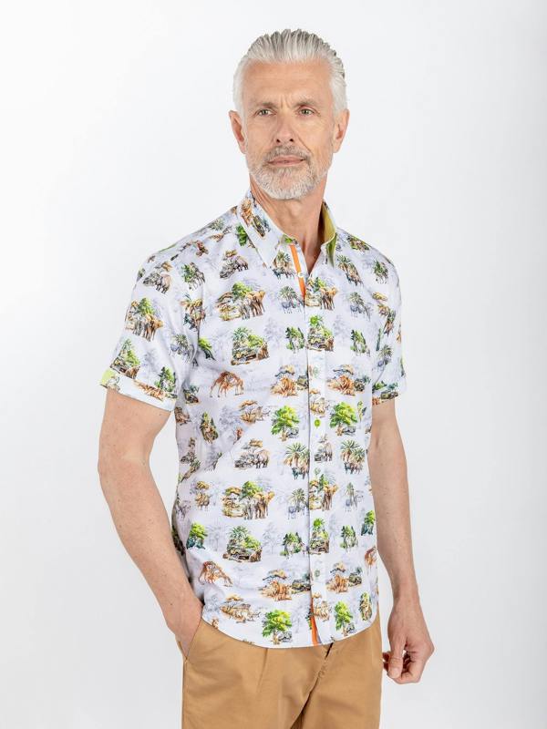 SAFARI ANIMAL PRINT SHORT SLEEVE SHIRT - Claudio Lugli Shirts
