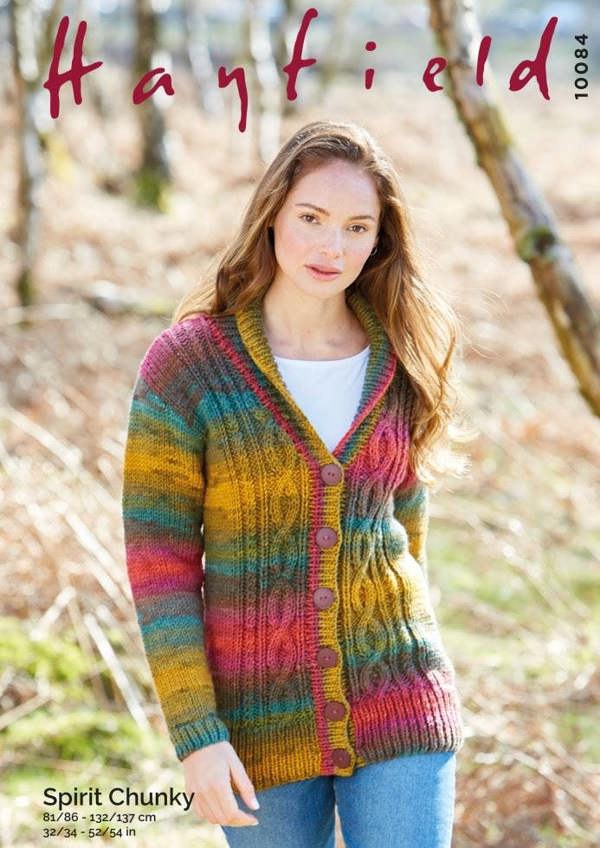 Hayfield Spirit Chunky Knitting Pattern 10084, Cardigans for Women, 32 - 54 Inches