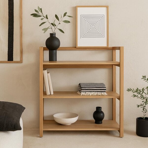 Wyld Haus Kigali Rectangular 3 Shelves Oak Bookcase