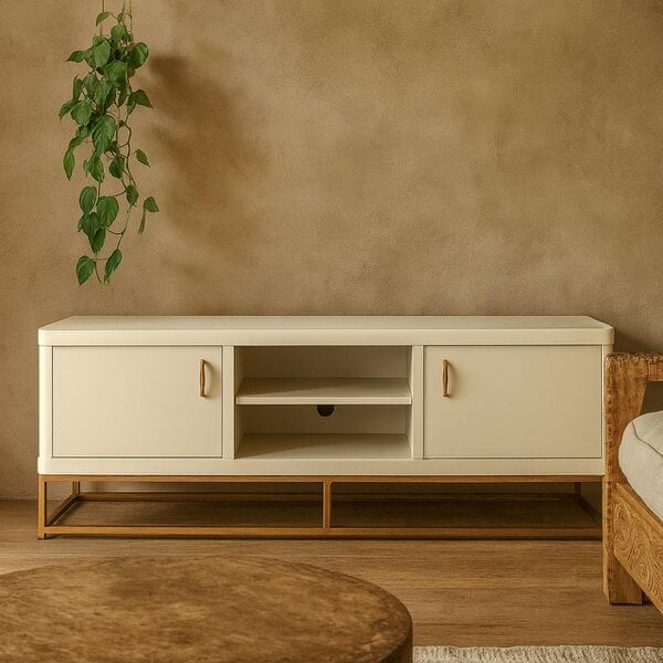 Wyld Haus Curitiba Cream Shagreen 2 Door TV Unit