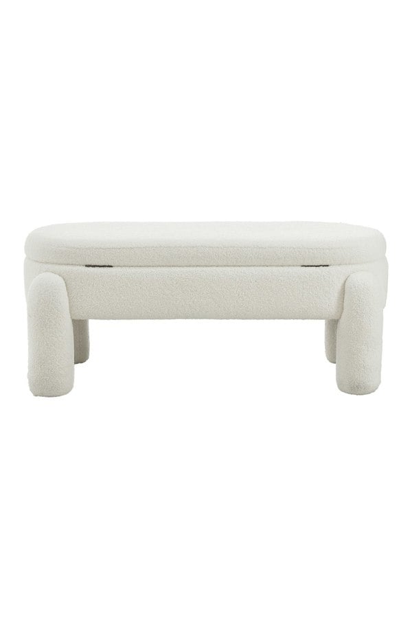 Living and Home 110x50x84cm White Upholstered Storage Bench Foot Rest