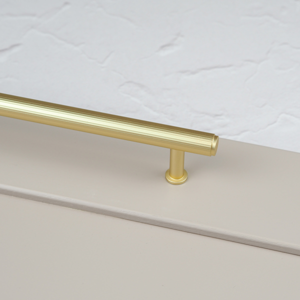 Handle & Home Brushed Brass Fluted Detailing Handles and Coordinating Knob