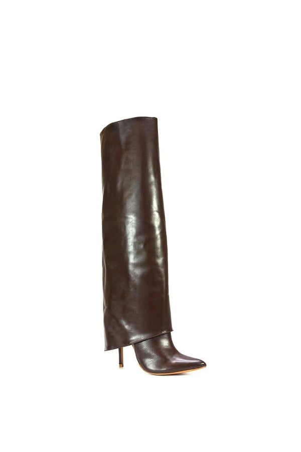 XY LONDON Foldover Knee High Boots With Stiletto Heel