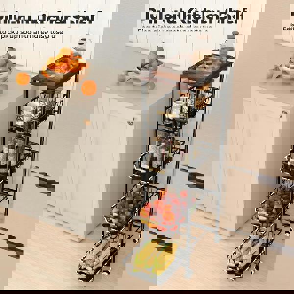 Levede 5 Tier Kitchen Trolley Storage Rack Cart Rolling Trolley Wheels Handle