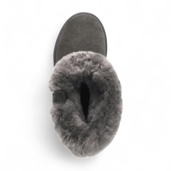 Infinity Leather Women's Genuine Sheepskin Grey Suede Ankle Bootie Winter Boots - Granite