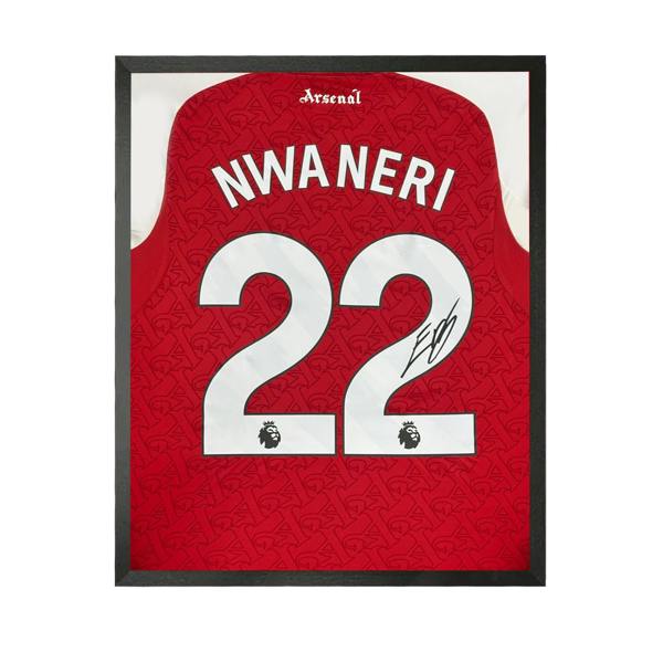 Ethan Nwaneri Signed Arsenal Shirt Compact Frame