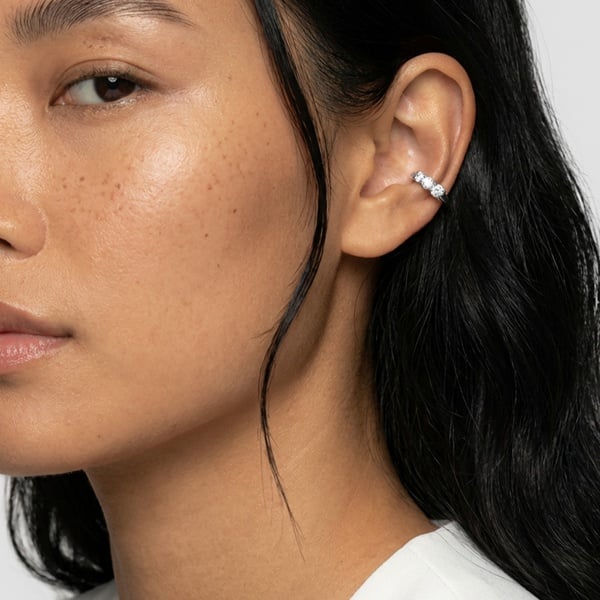 MUCHV Ear Cuffs With Three Stones - Pair