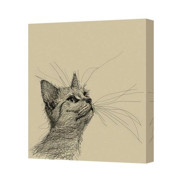 Benjamin Tate Design Contemporary Cat Wall Art Canvas Print On Deep Wooden Frame
