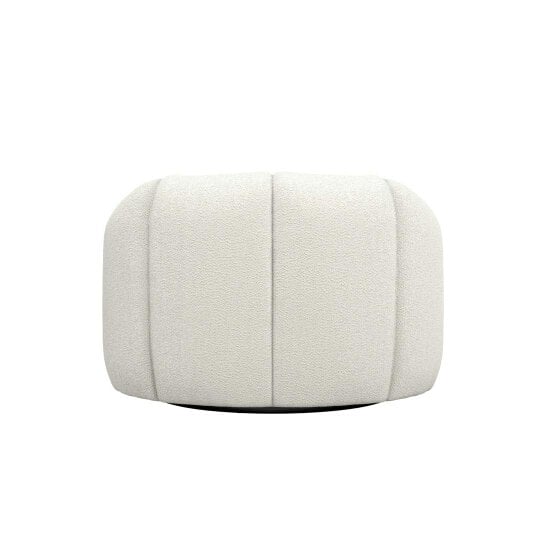 Wyld Haus Juniper Retro Upholstered Ivory Boucle Swivel Armchair