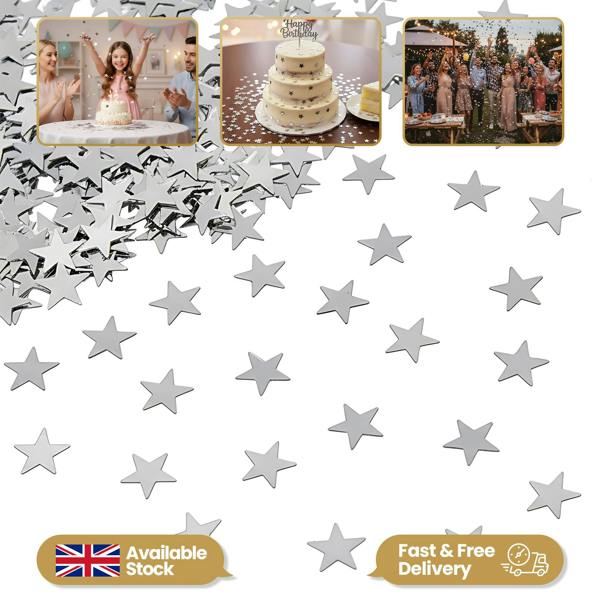 14g Silver Star Confetti Table Scatter for Birthday Parties, Weddings and Festive Displays image 9