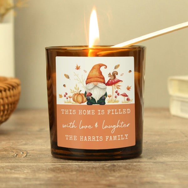 Personalised Memento Company Personalised Autumn Gonk Amber Glass Candle