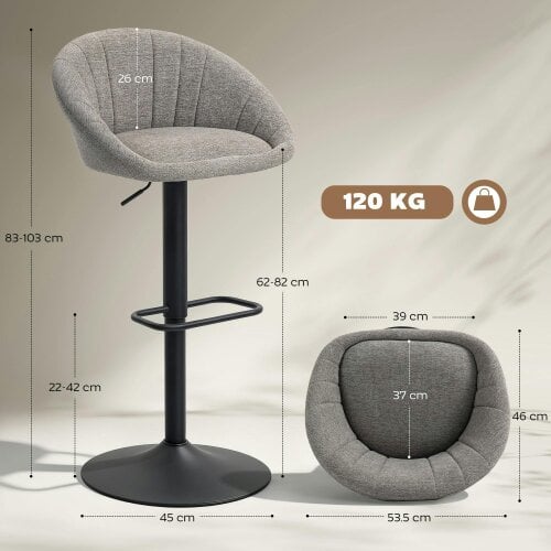 Wyld Haus Relodi Lifa Set Of 2 Grey Upholstered Relaxed Tub Style Bar Chairs