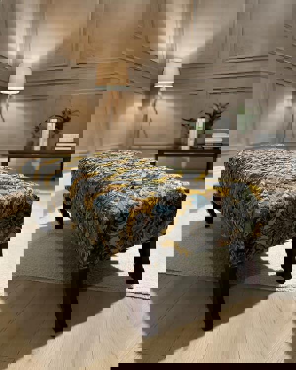 ISTOOLS Premium Mustard Floral Footstool Ottoman – Stylish & Multi-Purpose Seating Solution