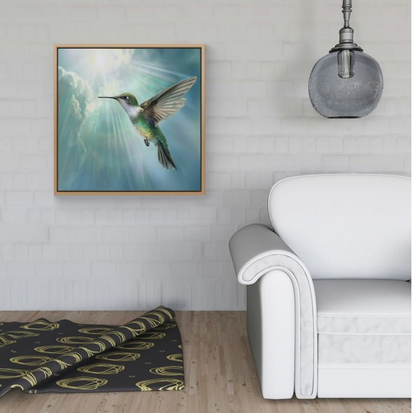 Warren Reed Hummingbird In A Beautiful Sky Framed Canvas