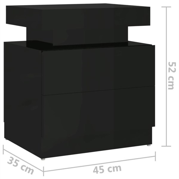 Berkfield Bedside Cabinet High Gloss Black 45x35x52 cm Engineered Wood