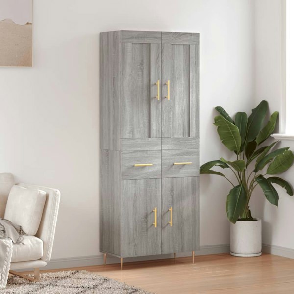 Berkfield Highboard Grey Sonoma 69.5x34x180 cm Engineered Wood