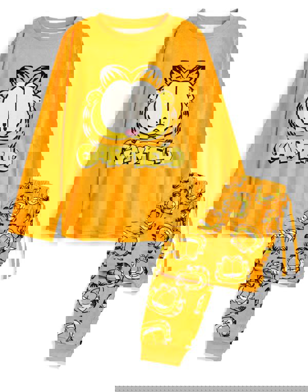 Garfield Womens Orange Big Face Long Sleeve Long Leg Pyjama Set