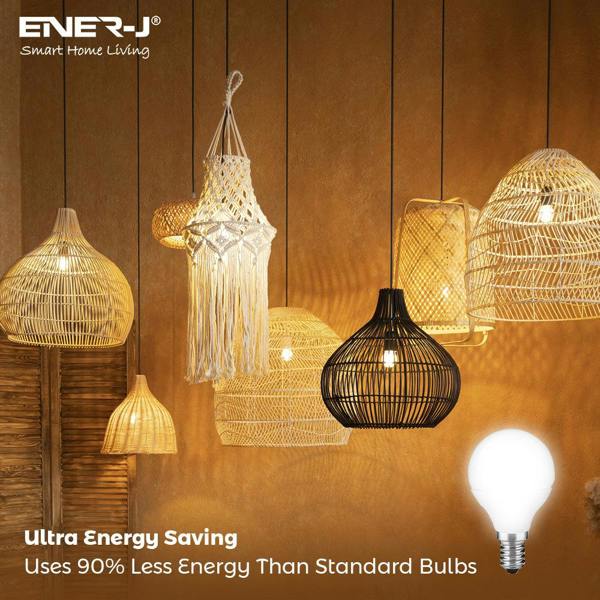 ENER-J Pack of 10 units, LED E14 Small Edison Screw Golf Ball P45 Bulb, 4W (equivalent to 25W), Day White, 20000 hours life, 2 Years Warranty - 3000K