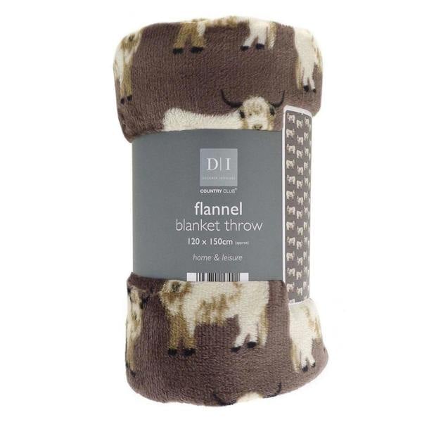 HomeSpace Direct Highland Cow Mocha Throw