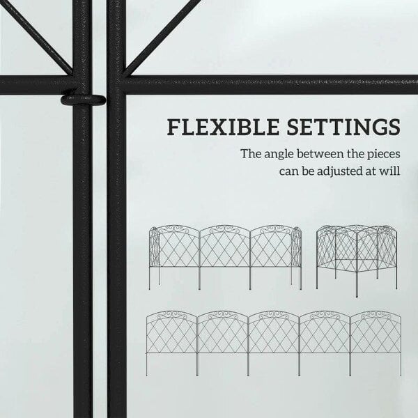 3m Decorative Metal Garden Fence - Diamond and Swirl Pattern