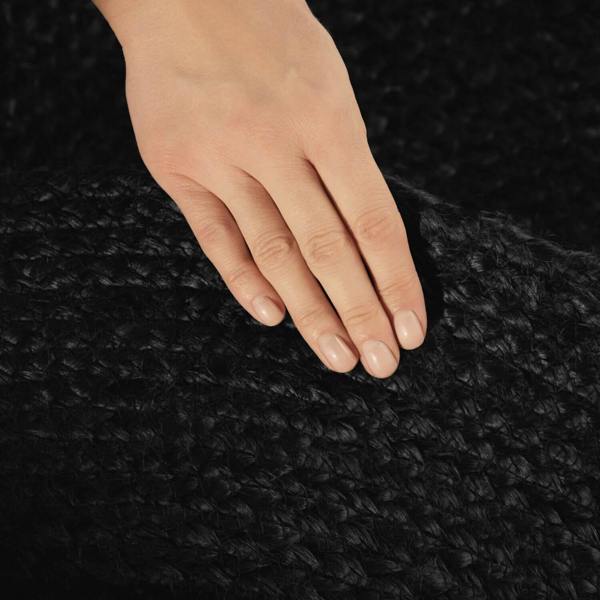 Braided Jute Rug Round Rangpur Black
