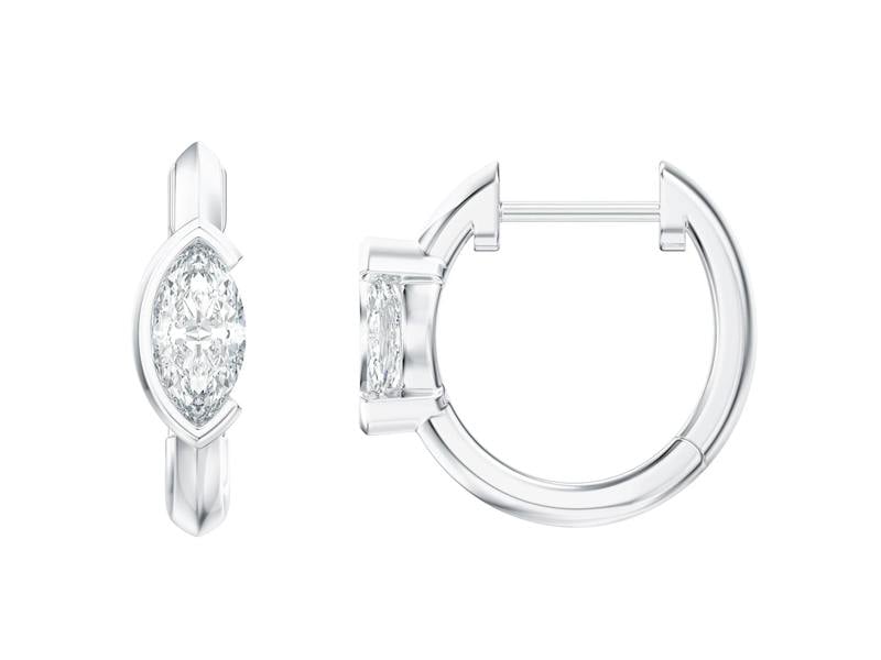 Sarah Layton Marquise Stone Hoop Earrings, 0.54ct Laboratory Grown Diamonds - 9ct White Gold - A20.00069.9WLCA