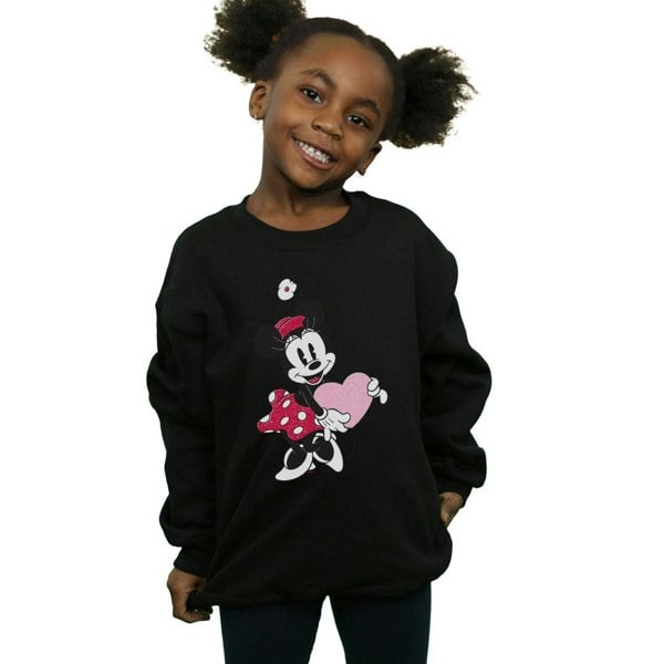 Disney Girls Minnie Mouse Love Heart Sweatshirt - Black