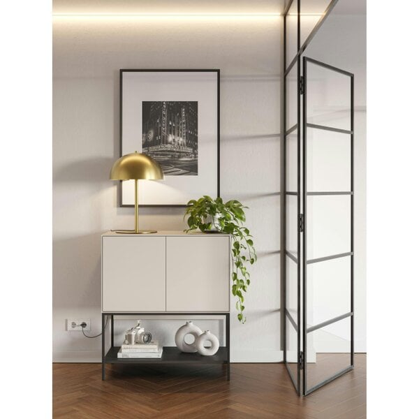 Decortie Amira 80cm Modern Console Table, Small Sideboard with Metal Legs & Push-to-Open Doors