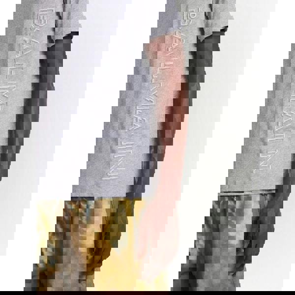 Balmain Embossed Logo Vertical T-Shirt   in  Grey