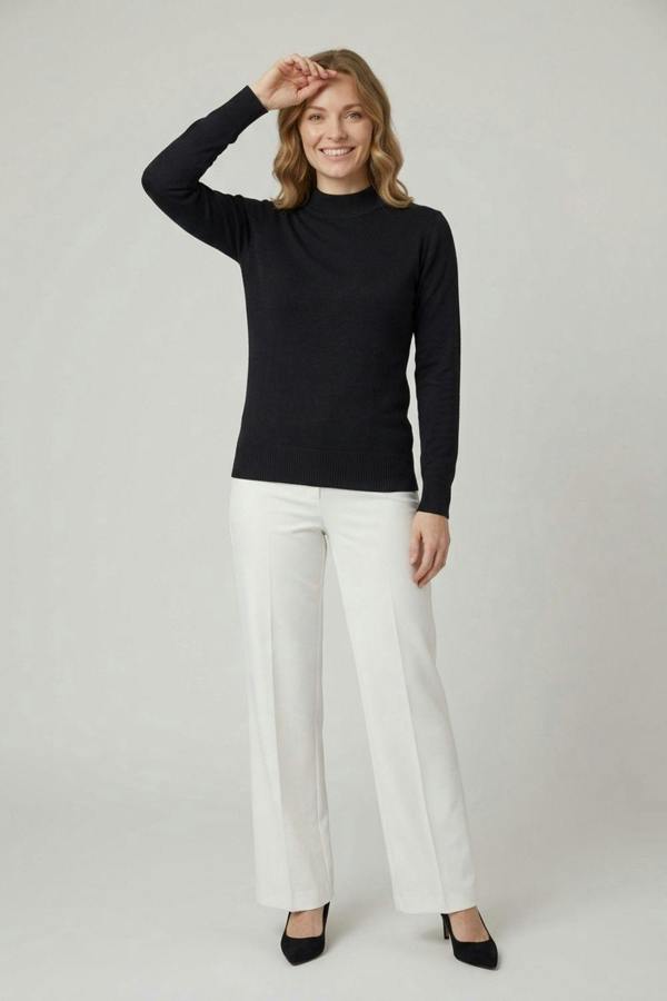 Black | High Neck Long Sleeve Slim Fit Top