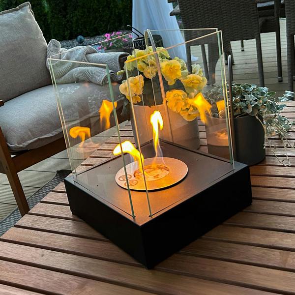 BIOFireplacesGMT Freestanding Bio Fireplace Black Matt – Sunset Garden Mini Ventless