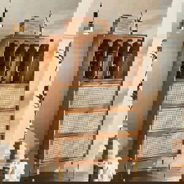 Maasai Tall Sideboard, Rattan & Solid Wood Cabinet-Weilai Concept-Weilai Concept