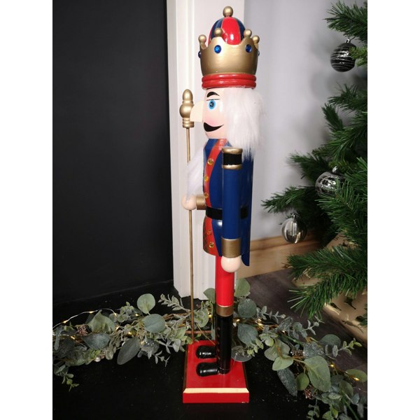 Samuel Alexander 60cm Traditional Wooden Christmas Nutcracker Soldier Decoration with Blue Body