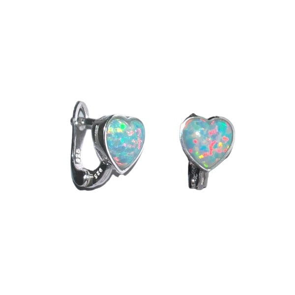 Spero London High Quality Japanese Opal Sterling Silver Heart Earrings