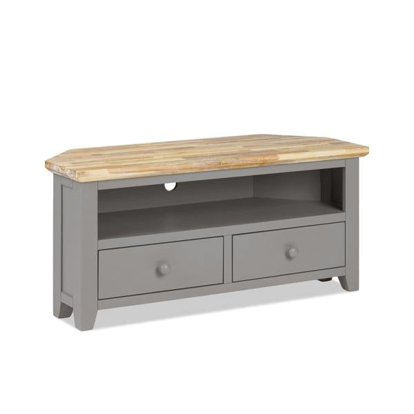 Florence Wooden Corner TV Unit With 2 Drawers and Shelf