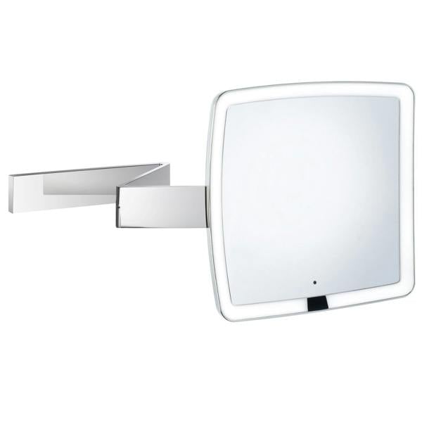 Polished chrome LED shaving/makeup mirror