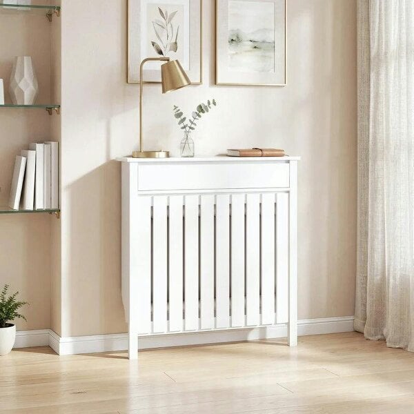 Bobobiy 93 x 88.5cm Rustic-Look Radiator Cover - White - White