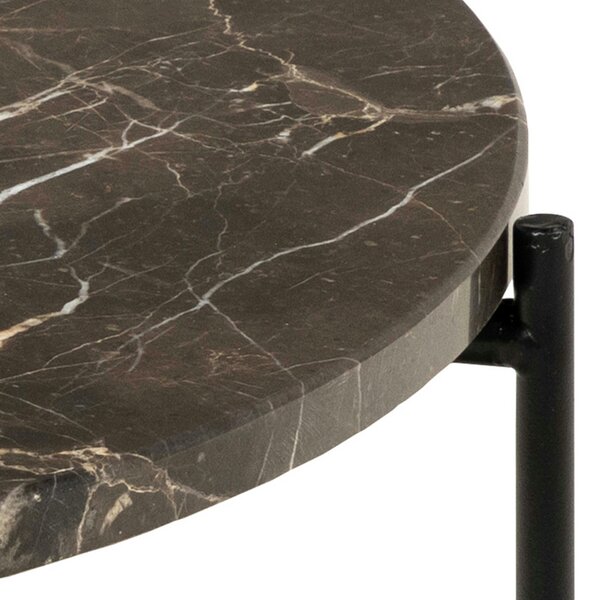 Wyld Haus Verona Round Brown Marble Stone Side Table