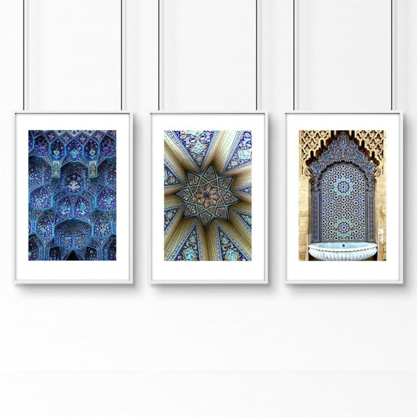 Geometry Islamic Art | set of 3 bedroom wall art