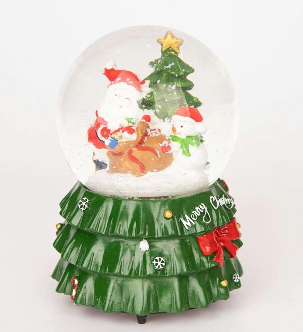 15cm Musical Christmas Snow Globe with Traditional Santa Scene and Resin Base image 7