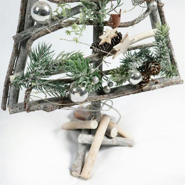 48cm Wooden Tree Decoration with 20 Warm White LEDs, Rustic Indoor Christmas Display image 8