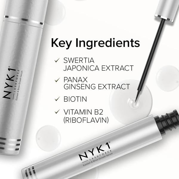 NYK1 LashForce Eyelash Growth Serum for Longer, Thicker & Fuller Lashes. 4-6 month usage