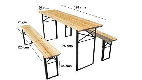 HYGRAD BUILT TO SURVIVE HYGRAD® 3 Piece Picnic Table & Bench Set Folding Beer Bench Outside Table & Bench Party Bench & Table Set