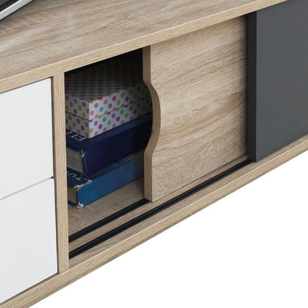 Timber Art Design Alford Scandinavian TV Unit Stand 120cm Media Cabinet +2 Drawers