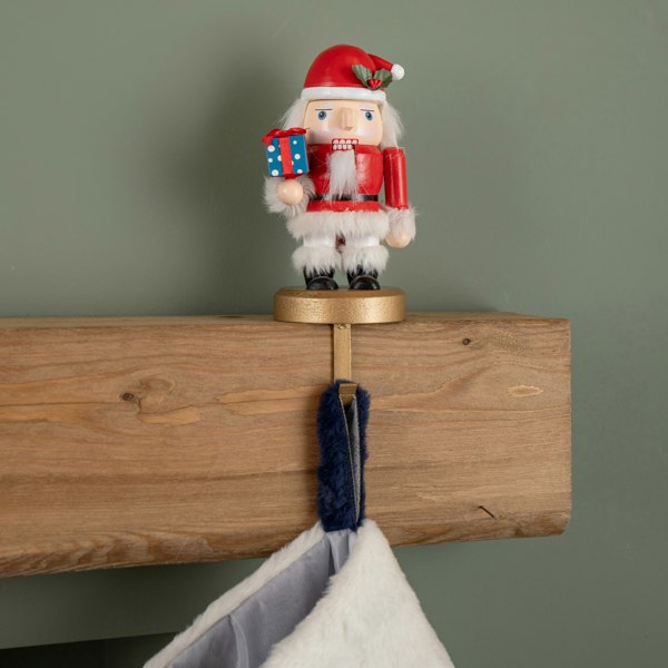 Samuel Alexander 55cm Blue Soft Plush Hanging Christmas Stocking with Faux Fur Trim and Pom Poms