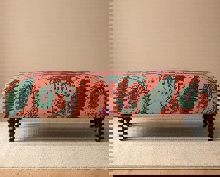 ISTOOLS Lynx Printed Fabric Footstool – Stylish Handmade Ottoman & Footrest for Home Décor