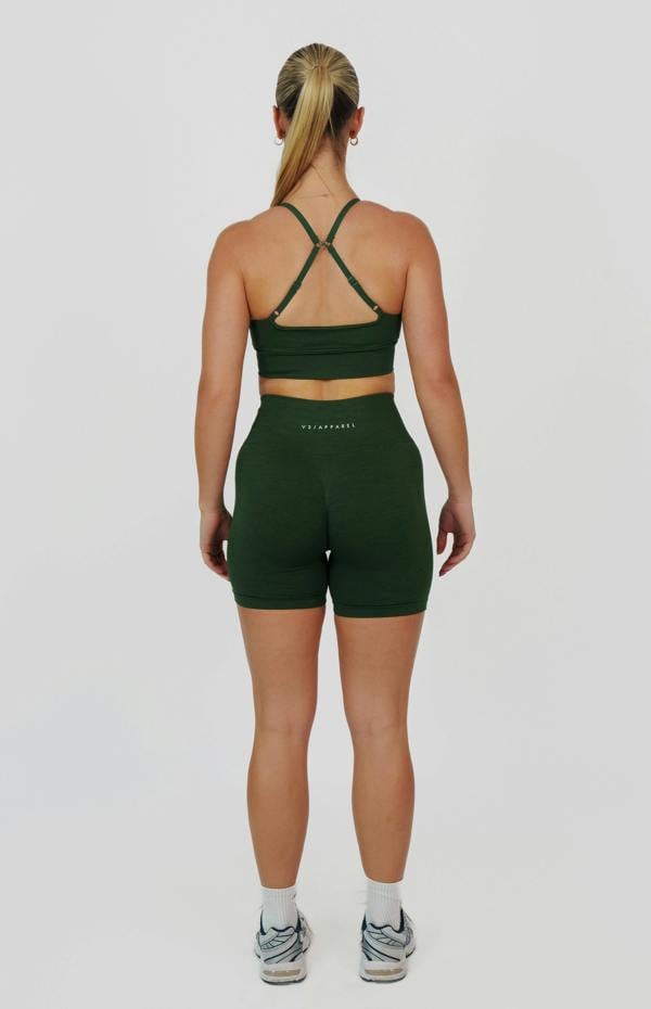 V3 Apparel Tempo Seamless Scrunch Shorts & Multi-Way Sports Bra Set - Hunter Green